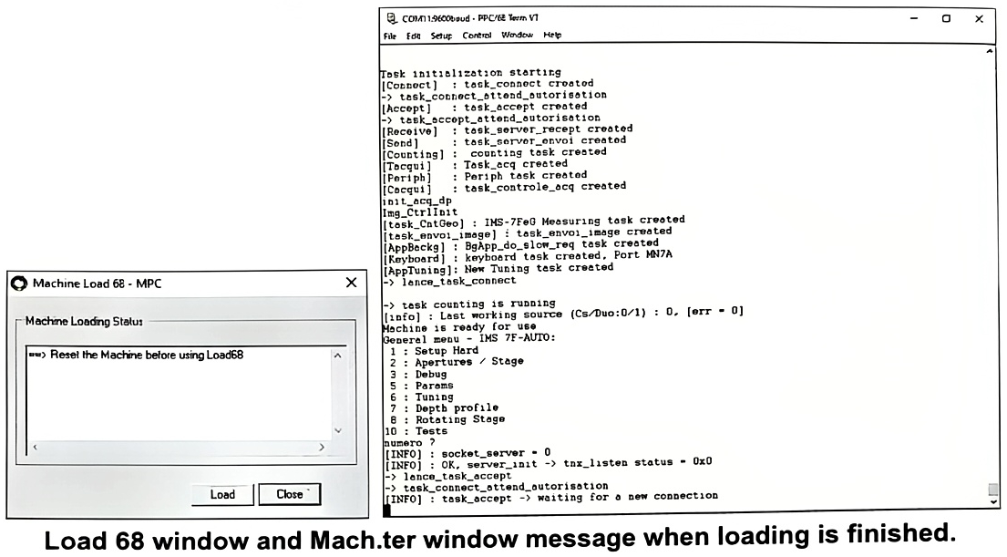 Load 68 window and Mach.ter window message when loading is finished.