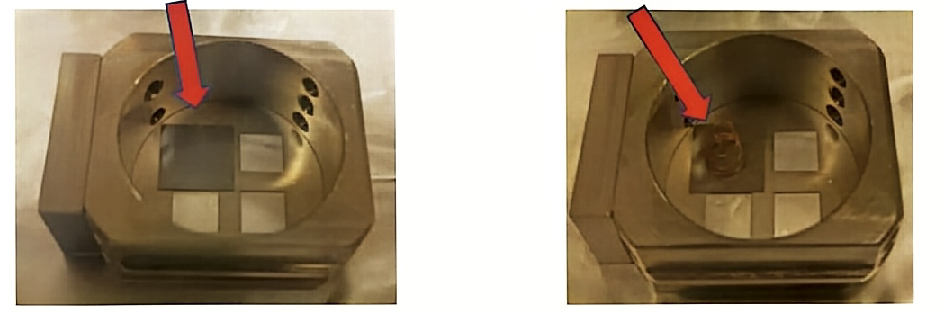 Sample in the middle of the window (left); spring in the middle of the window (right)