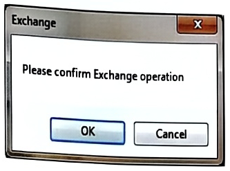 Scroll menu opened with the right mouse button, used to exchange two sample holders