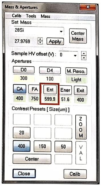 Schematic of the Energy Slit, made of two bars driven independently along the X axis
